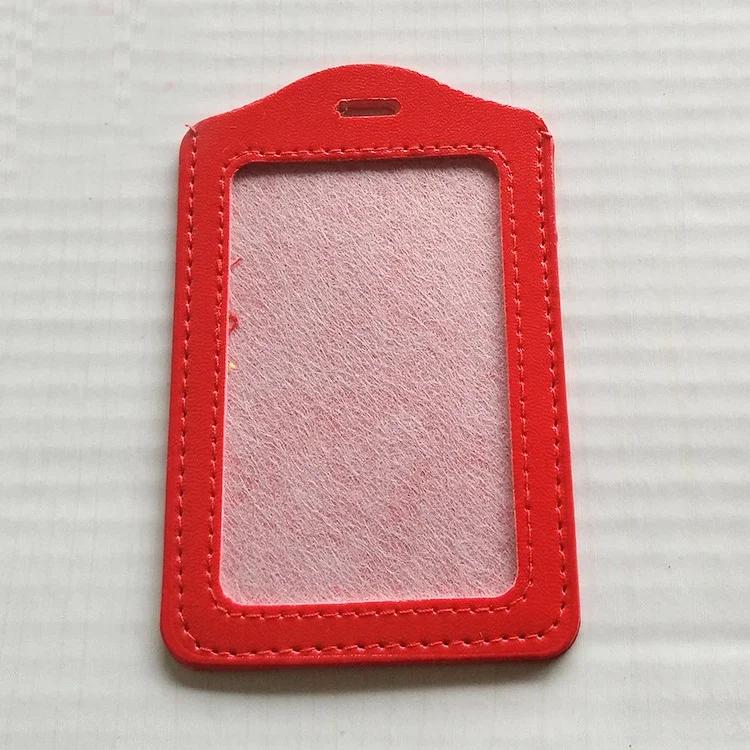 PU Leather Card Sleeve Women ID Badge Case Clear Bank Credit Card Badge Holder Bags School Student Bus Card Cover