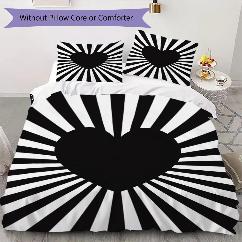 Love Pattern Bedding uilt Set uilt Cover Pillowcase Home Decoration Birthday Gift (1 * duvet cover + 2 * pillowcase without core)14