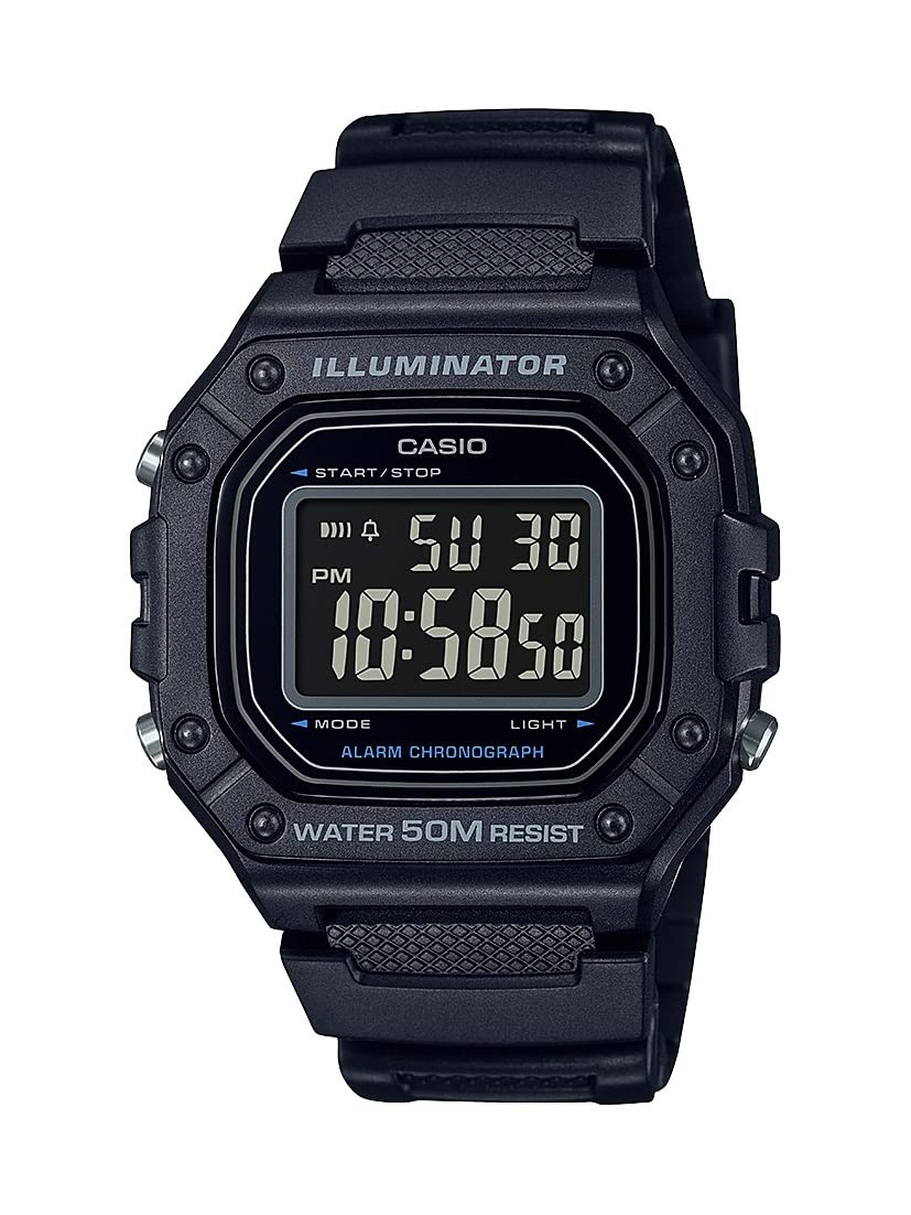 

Цифровые часы Casio серии W218H Водонепроницаемость 50 м Секундомер 100 сек Хронограф Светодиодная подсветка Таймер обратного отсчета Ежедневный будильник Ежечасный сигнал 7 Современные мужские
