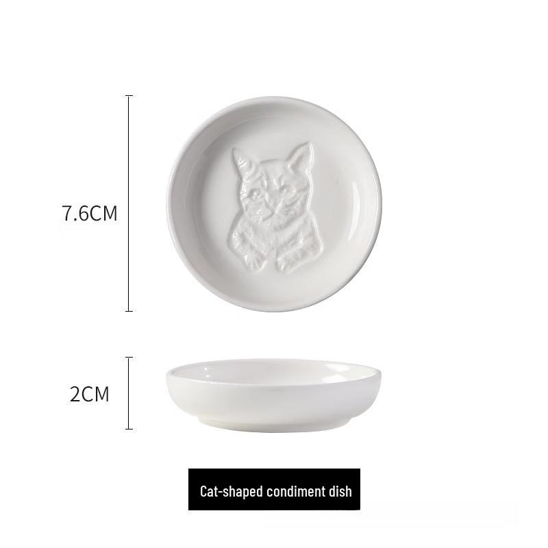 

Embossed Ceramic Cat Snack Dishes with Handles - Set of 6