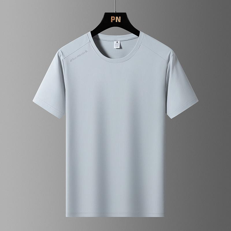 Ice Silk Short-sleeved T-shirt Men's Thin Loose Quick-drying Breathable Large Size Top Sports Casual Mesh Short-sleeved T-shirt