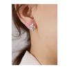 Japanese & Korean Silver Floral Geometric Clip-On Earrings for Non-Pierced Ears - Painless Silicone All-Match Design