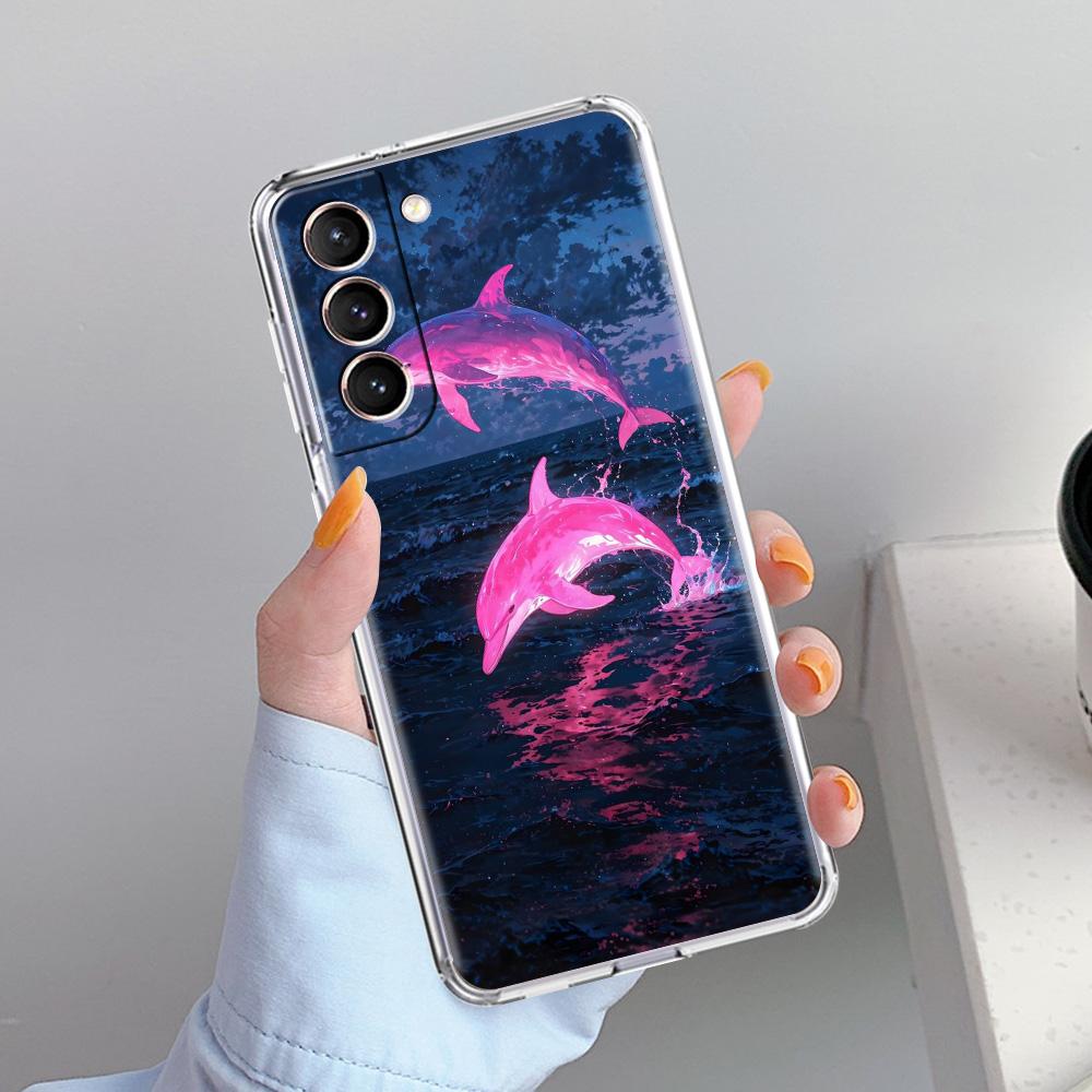 Phone Case For Samsung Galaxy S26 S25 S24 S23 S22 Ultra S20 S21 FE 5G Plus Soft Clear Cover Ocean Dolphin