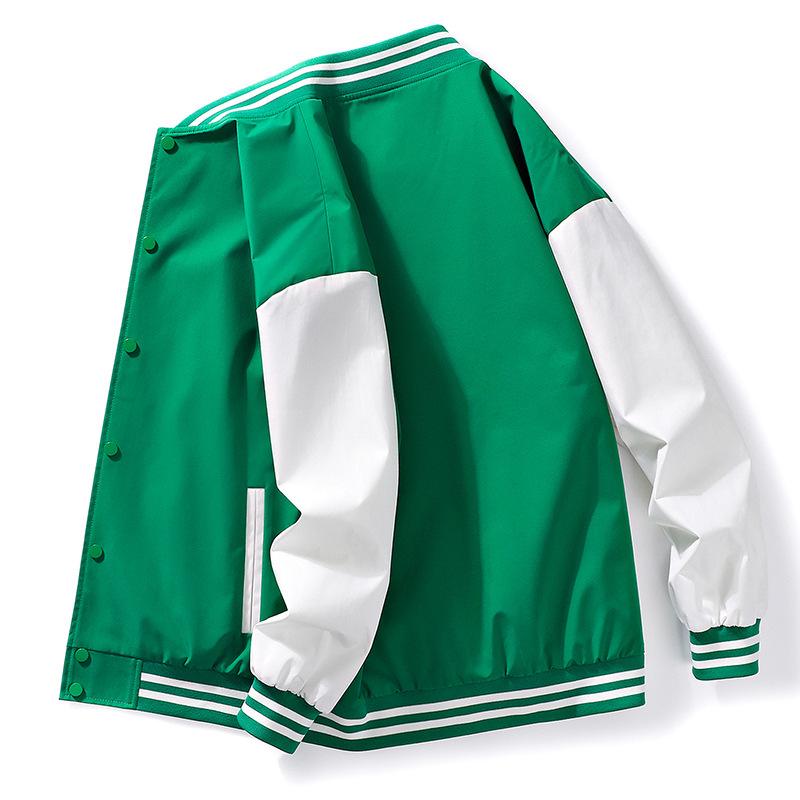 

New Autumn and Winter Baseball Uniform Black Jacket Men s Coat Loose Neutral Simple Men s Clothing 3XL зелений