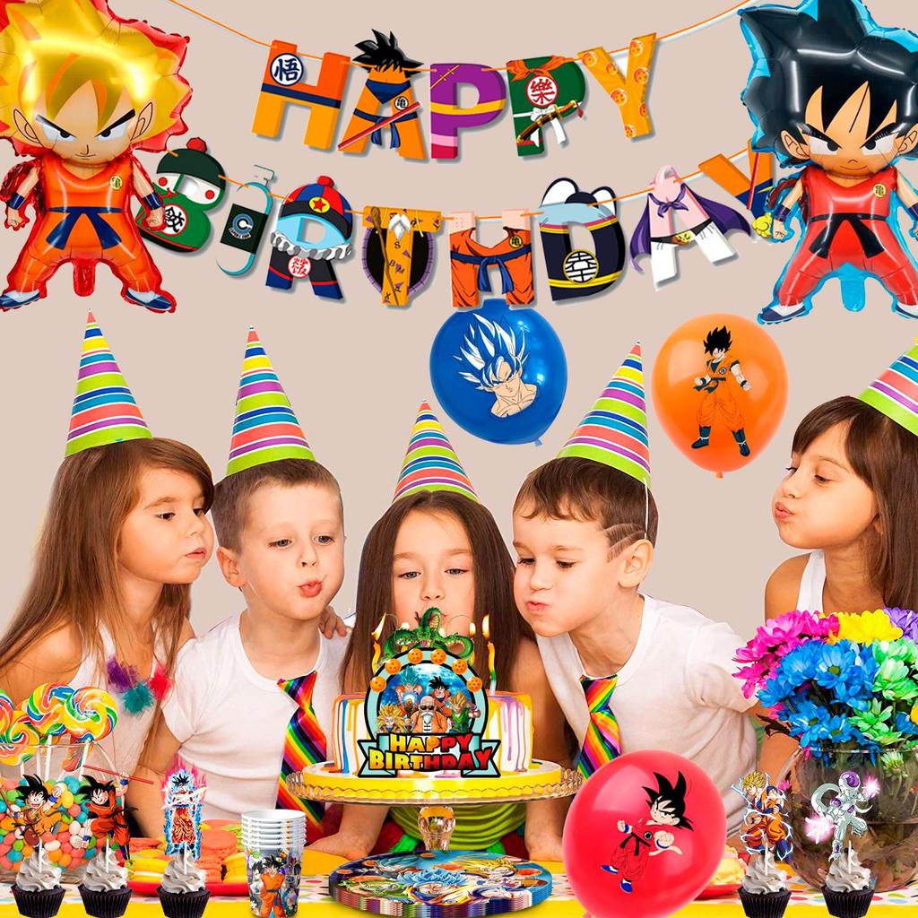 Cartoon Party Supplies, Anime Birthday Party Decorations  Tableware Set Including Anime Birthday Plates Tablecloth Balloon Banner Etc