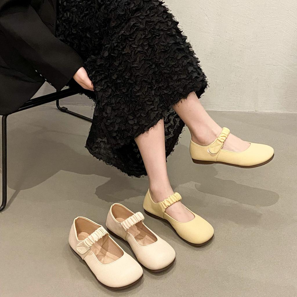 Mary Jane women's shoes soft leather 2025 spring and autumn versatile flat-soled single shoes late evening breeze gentle shoes soft-soled comfortable