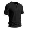 Men Retro Casual Ribbed Henley Short Sleeve Sports T Shirt