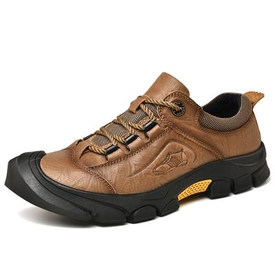 Brand Men Casual Shoes Lace Up Outdoor Footwear Man Genuine Leather Leisure Mens Shoes Luxury Climbing Hiking Mens Walking Shoes