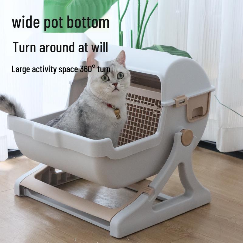 Semi-Automatic Extra-Large Anti-Splash Cat Litter Box for Dropshipping