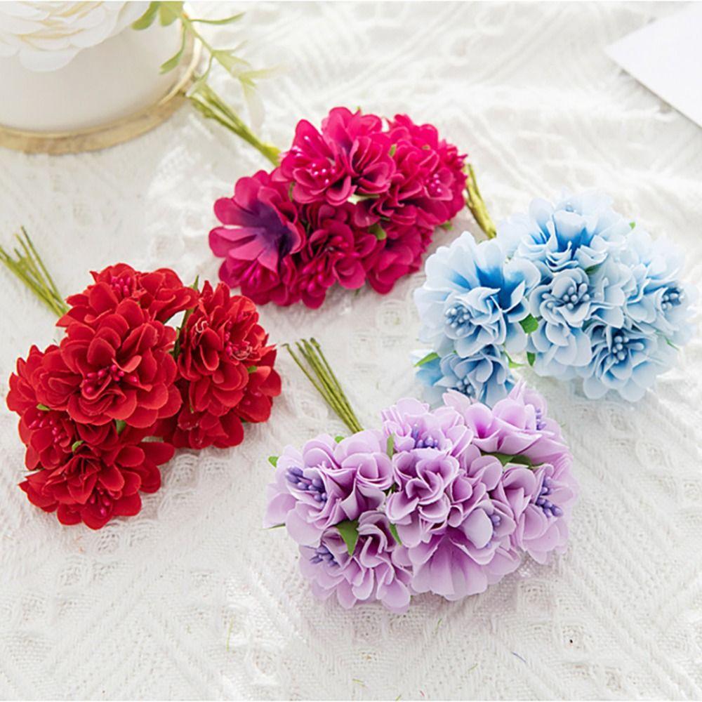6Pcs/Set Handmade Fake Flowers 11CM Flowers Bouquet Elegant Artificial Flowers Decor  Home Decor