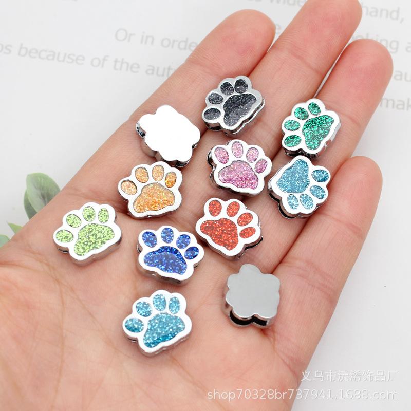 8mm Glitter Dog Paw Print Ribbon for DIY Jewelry & Pet Collar Accessories