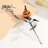 Spooky Halloween Home Decor Artificial Pumpkin Stems, Black Branch with Maple Leaves, Fake Leaf And Gothic Floral Arrangement for Vase,