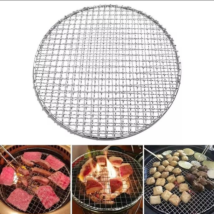 Edelstahl 304 Grillrost rund für Barbecue Camping Kochgeschirr Outdoor Lagerfeuer Grillrost für Rindfleisch Hähnchen Gemüse