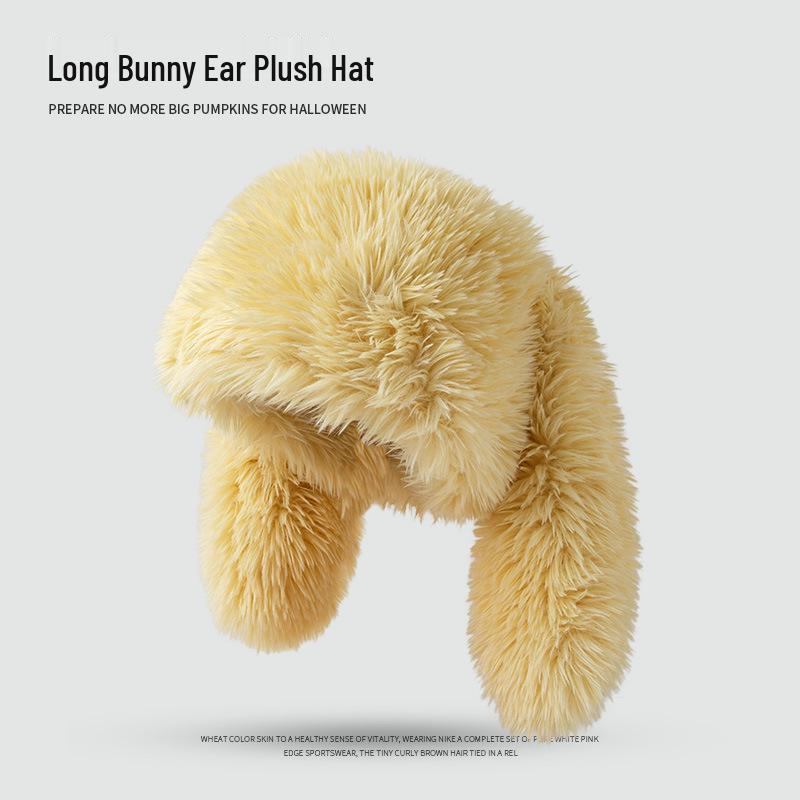 Sweet Rabbit Ear Plush Hat for Women - Winter Warm & Cold-Proof Beanie with Ear Protection