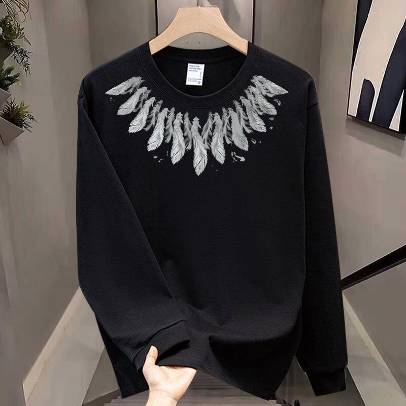 American Trendy Brand Pure Cotton T-Shirt Men'S Bottoming Shirt Long-Sleeved Trendy Autumn And Winter Men'S And Women'S Crew Neck Sweater
