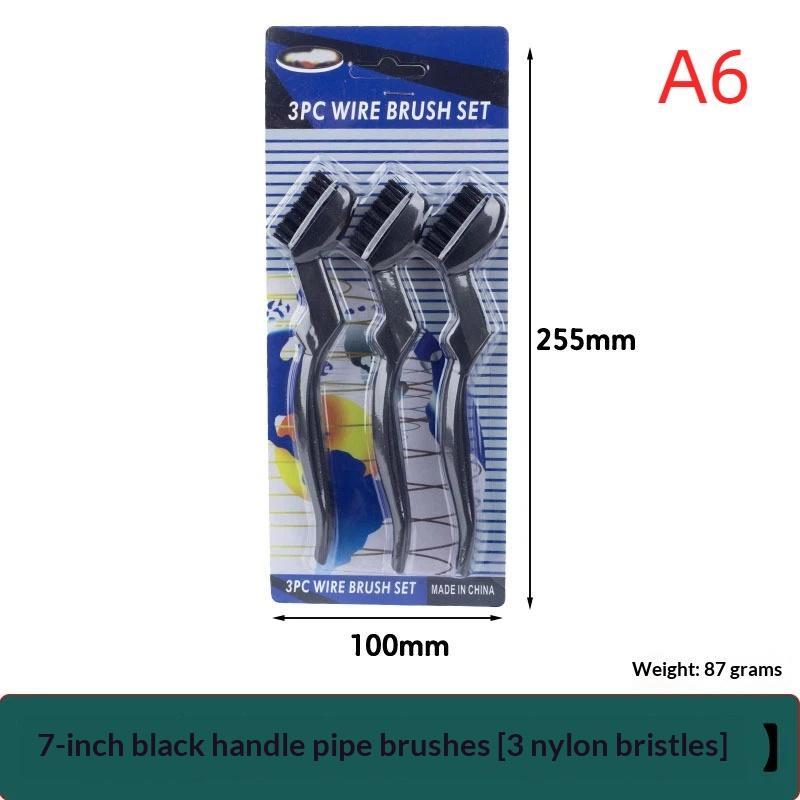 3Pcs Curved Handle Brush Kit Wire Brush Set For Cleaning Welding Slag And Rust Removal Industrial Scrubbing Brush