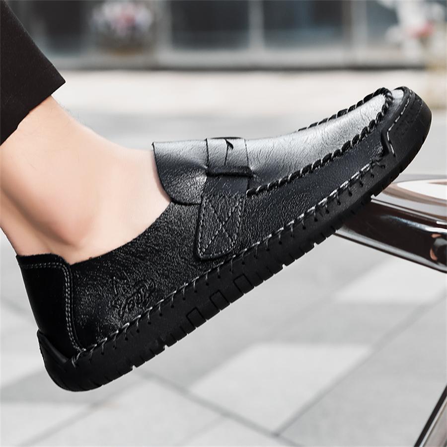 Fashion Classic Loafers New Men's Leather Lazy Shoes Driving Flat Bottom Casual Foreign Trade Single Shoes Women's Rubber Outdoor