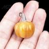 Versatile Seasonal Accents Natural Crystal Pumpkin Pendant, Mini Carved Stone Charm with Window Display Ornaments Metal Hook, Halloween Micro