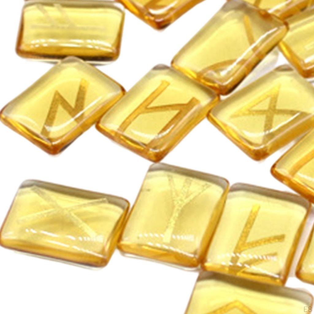 25Pcs Rune Chakras Runes s,Crystal Rectangle Shaped Pendant Decor