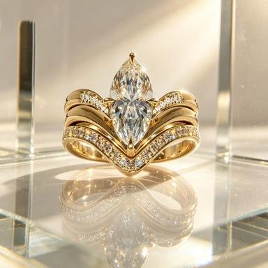 Fashion Sparkling Teardrop-shaped Inlaid Synthetic Zirconia Ring Women's Exquisite Classic Golden Wedding Banquet Jewelry Crafts