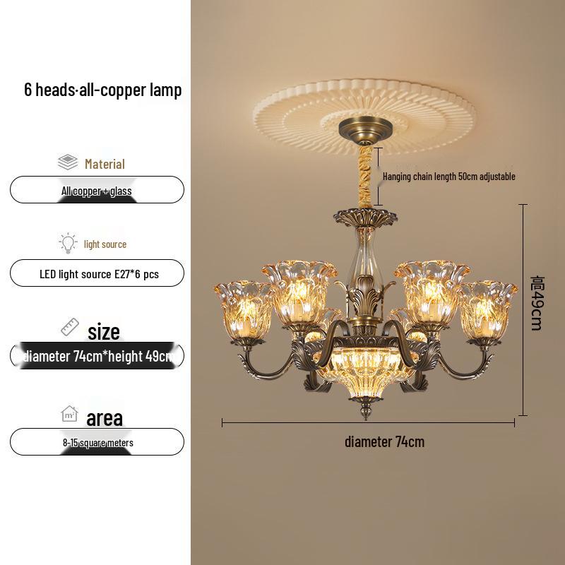 Modern Minimalist Copper Chandelier for Living Room, Restaurant, and Bedroom