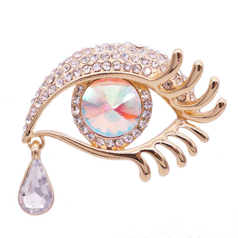 

Броши для женщин Стразы Эмаль 4-цветные Глаза Офисная Повседневная Брошь Булавки Подарки Капля Кристальные Глаза