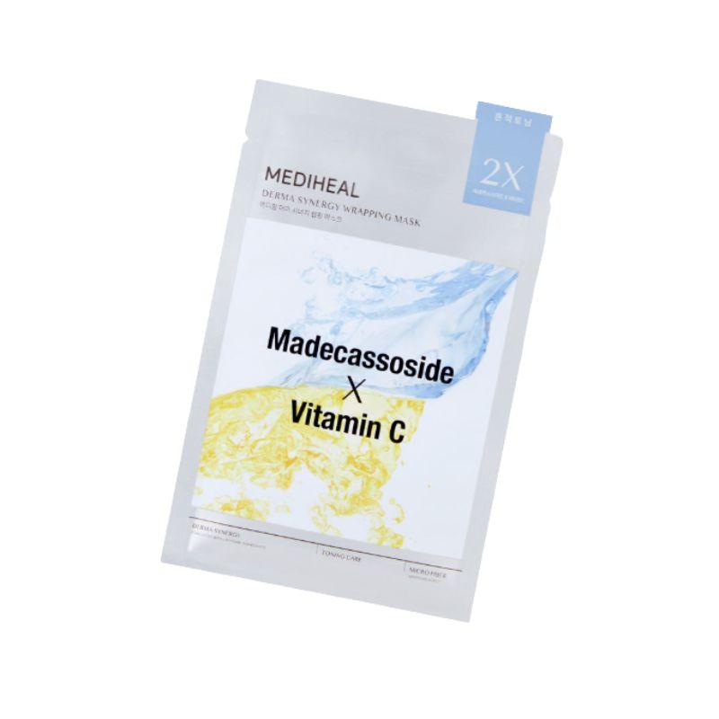 MEDIHEAL Derma Synergy Wrapping Mask Blemish Toning Madecassoside Vitamin C Brightening Sheet Mask 10 Sheets
