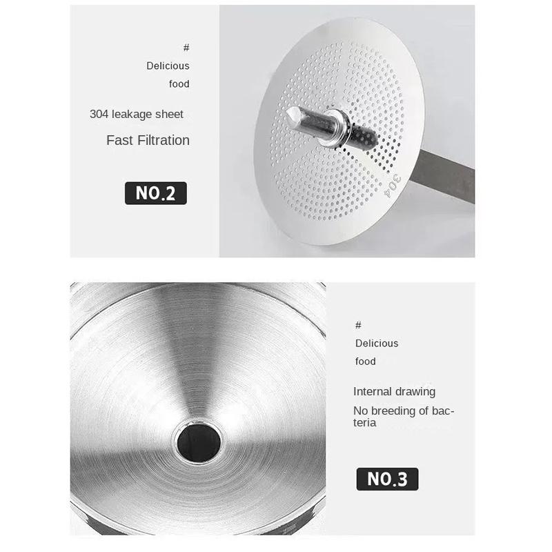 304 Stainless Steel Funnel Filter Set Rust Resistant Food Grade Wide Mouth for Kitchen Canning Liquid Transfer Home Baking Use