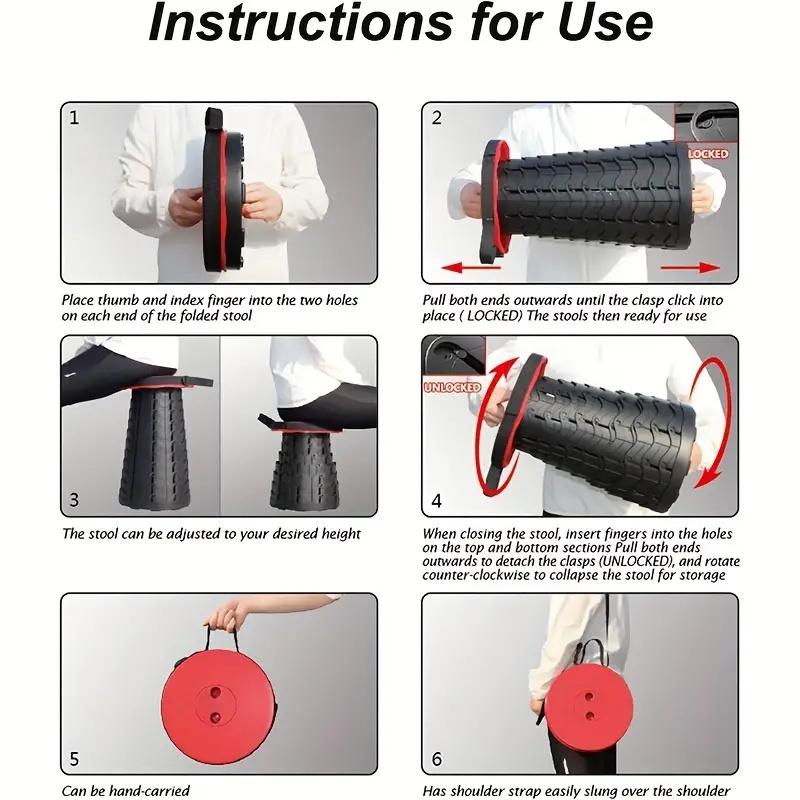 1pc Round Folding Desk New Collapsible Portable Picnic Seat Lightweight Outdoor Camping Chair Retractable Travel Folding Desk