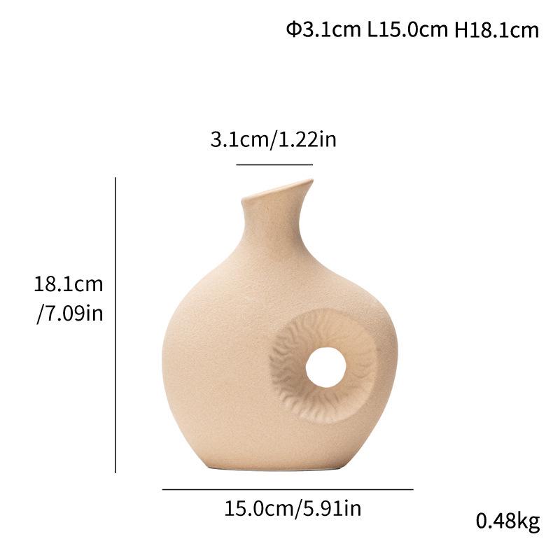 Modern Luxury Sun Pattern Ceramic Vase - Creative Home Decor Ornament