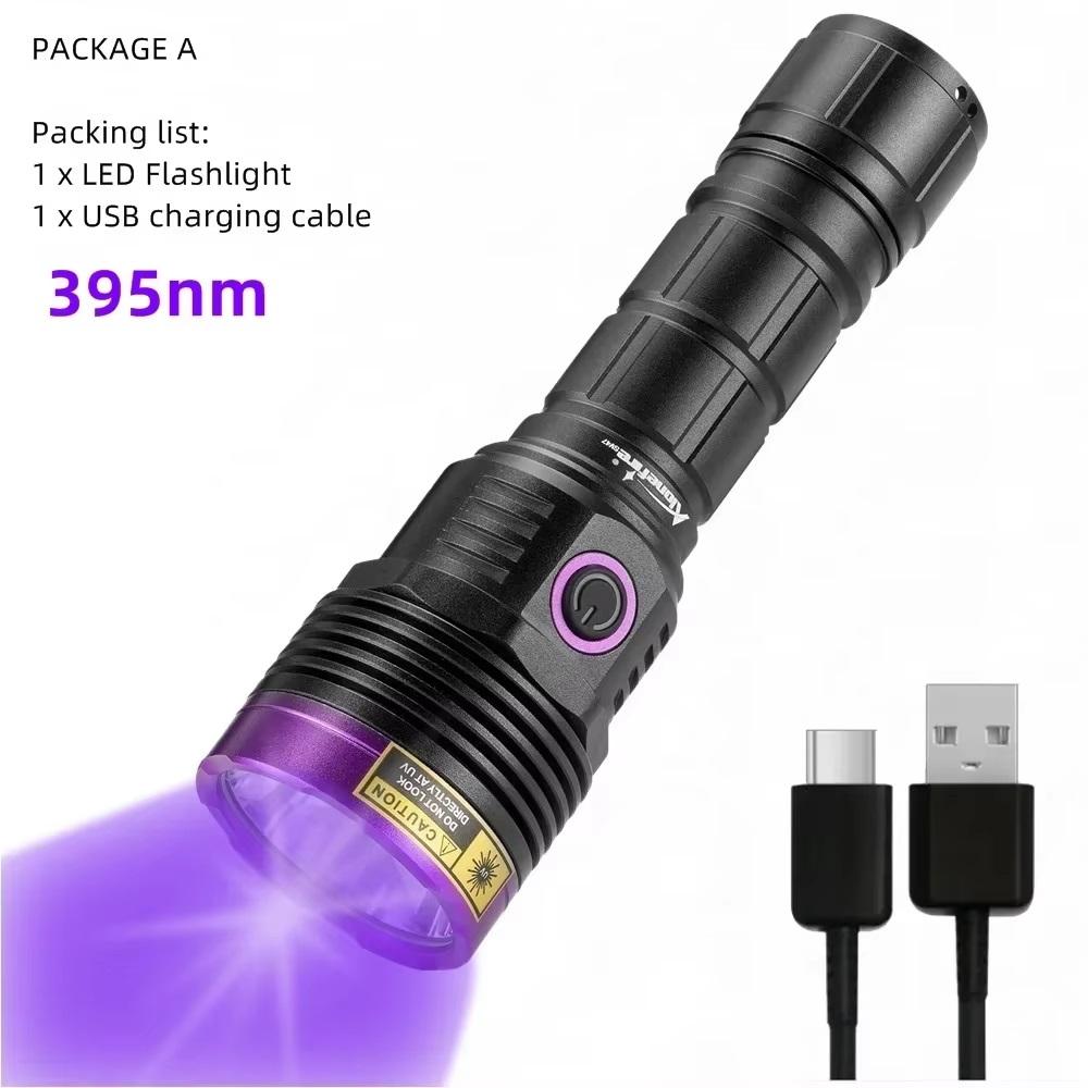 

Powerful UV Flashlight 20W 365nm/395nm Ultraviolet Detection light Invisible Rechargeable Torch for Urine Pet Stains Bed Convoy