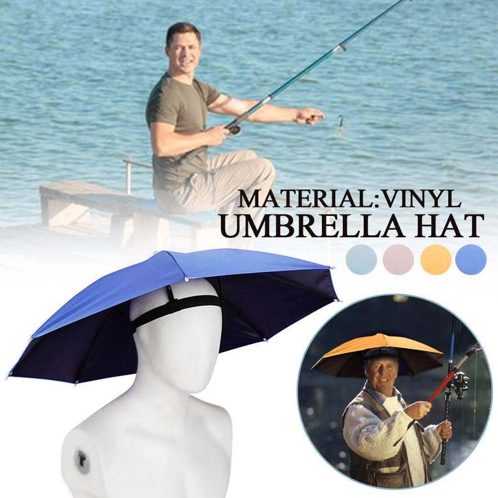 Outdoor Portable Umbrella Hat Sunscreen Waterproof Fishing Umbrella Universal Headwear Hats Sun Camping Beach Foldable Hats