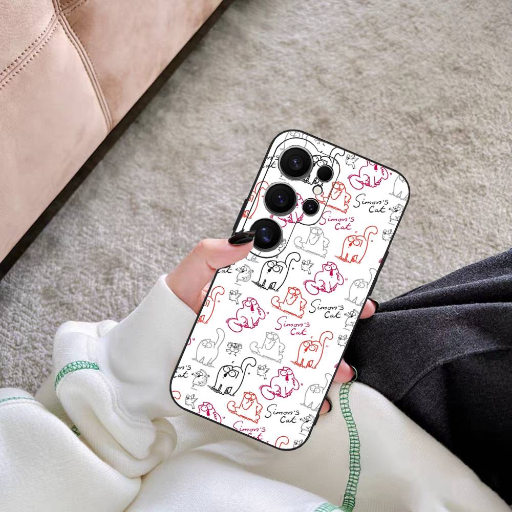 

Cute S-Simons Cat Phone Case For Samsung S 24 Fe 25 Ultra Plus 20 Lite 21 30 22 23 24 22 Ultra 5G Fundas Samsung S24