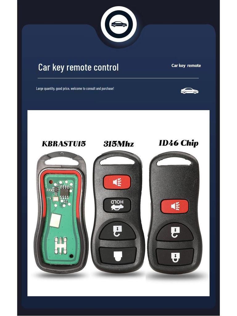 Compatible with Nissan RC Car Key 3/4-Button KBRASTU15, 315/433MHz