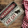 Vintage Metal Cat Sign Funny Wall Art 8x12 Inch Home Security Decor