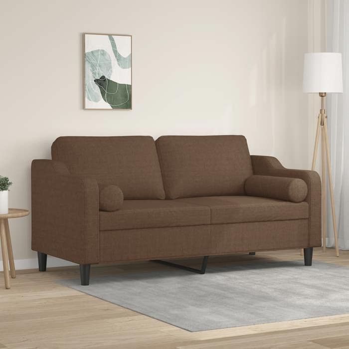 VidaXL Canapé 2 places avec oreillers décoratifs marron 140 cm tissu, canapé, causeuse, canapé de salon, canapés, canapé 3200848