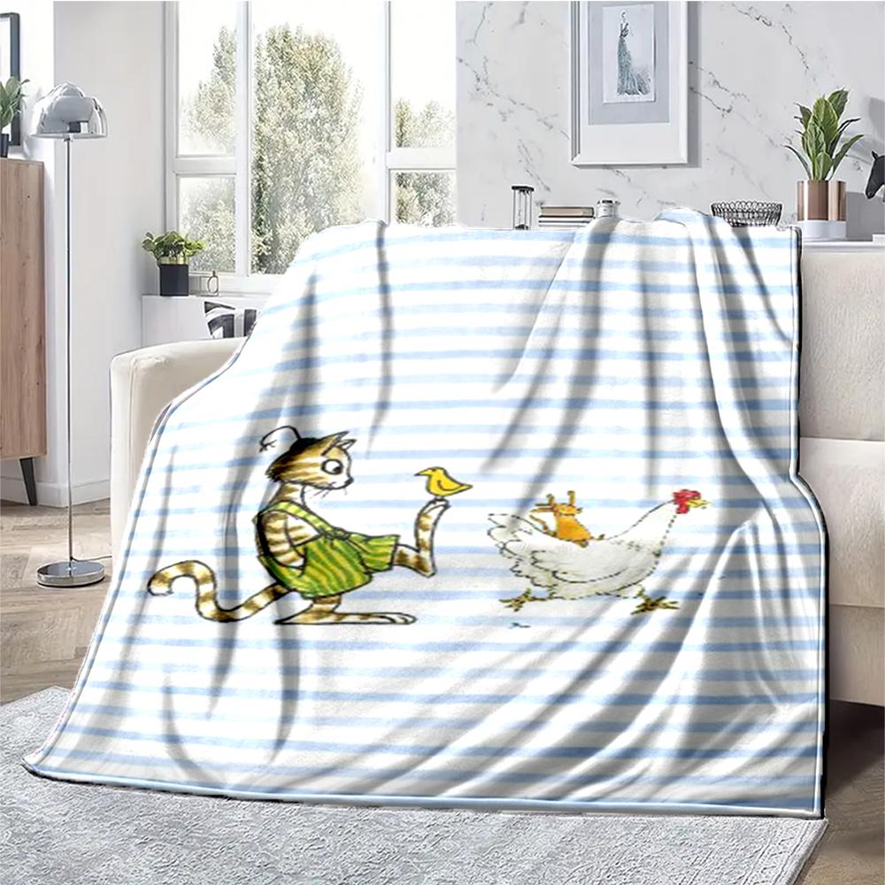 Pettson and Findus Theme Printed Blanket - Perfect for Couch, Bed, Travel & Outdoor Use | Machine Washable, Cozy & Durable.