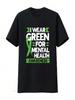 Mental Health Awareness Month Green Ribbon Quote T Shirt Vintage Washed Casual Slightly Fashion Versatile Streetwear
