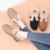 Winter New Retro Velvet Round Head Flat Bottom One-pedal Thermal Shoes Women's Matte Lamb Wool Cotton Shoes