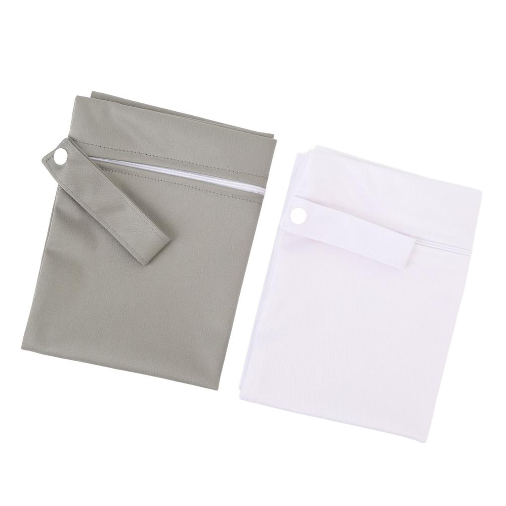 2pcs Wet Bags Zippered Water Proof Portable Outdoor Storage Bag Organizer for Wet Clothes Green Whit