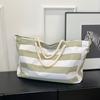 Travel Bag Canvas Bag Office Worker Commuter Women Large Capacity Striped Fashion Shoulder Bag Canvas Bag Shopping Bag