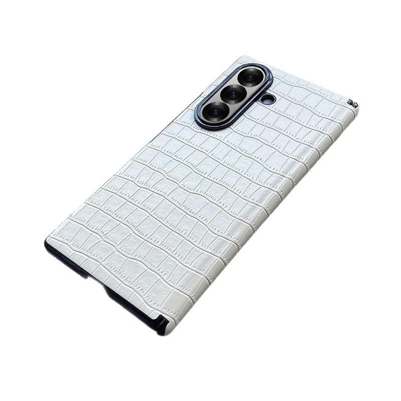 Applicable To Samsung Folding Screen Zfold7 Crocodile Pattern Mobile Phone Case, New Central Axis Magnetic All-inclusive Fold7 Outer Leather Case