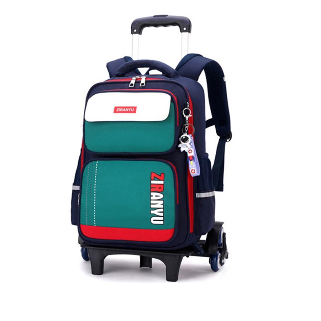 School Bag With Wheels Rolling Backpack for Kids Wheeled School Bag 6 Wheels Trolley Bookbag Carry On Luggage with Lunch Bag