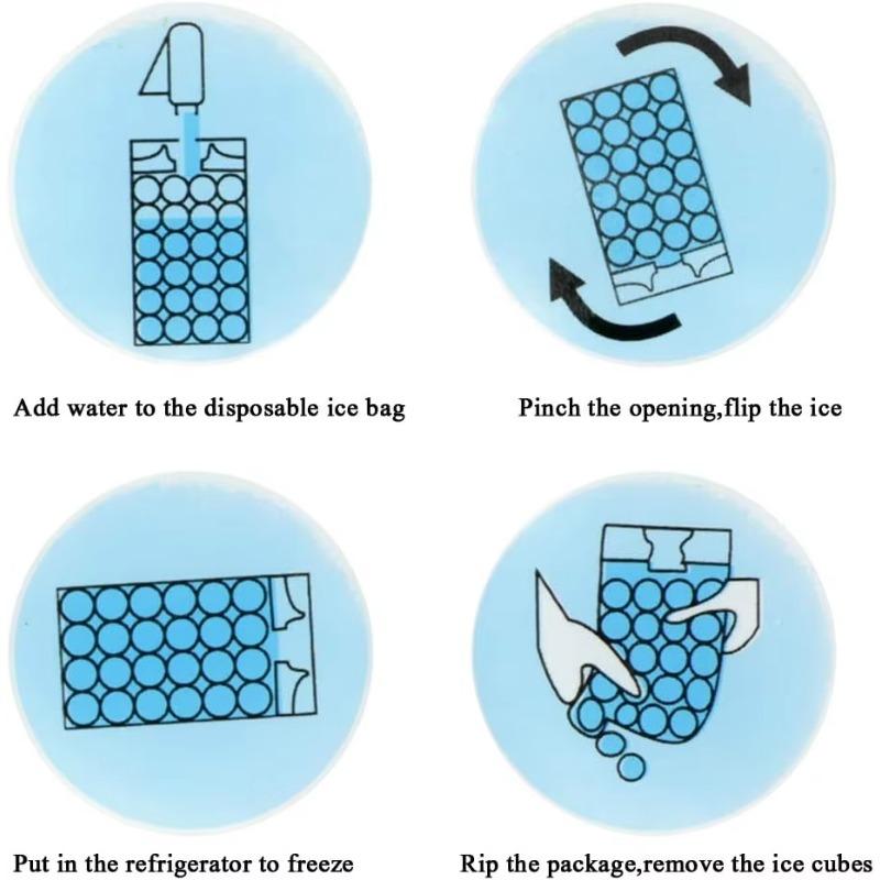 Disposable Ice-Making Bags - Self-Sealing Lattice Ice Cube Mold for Summer DIY Drinks, Edible Frozen Ice Tray Bag for Bar