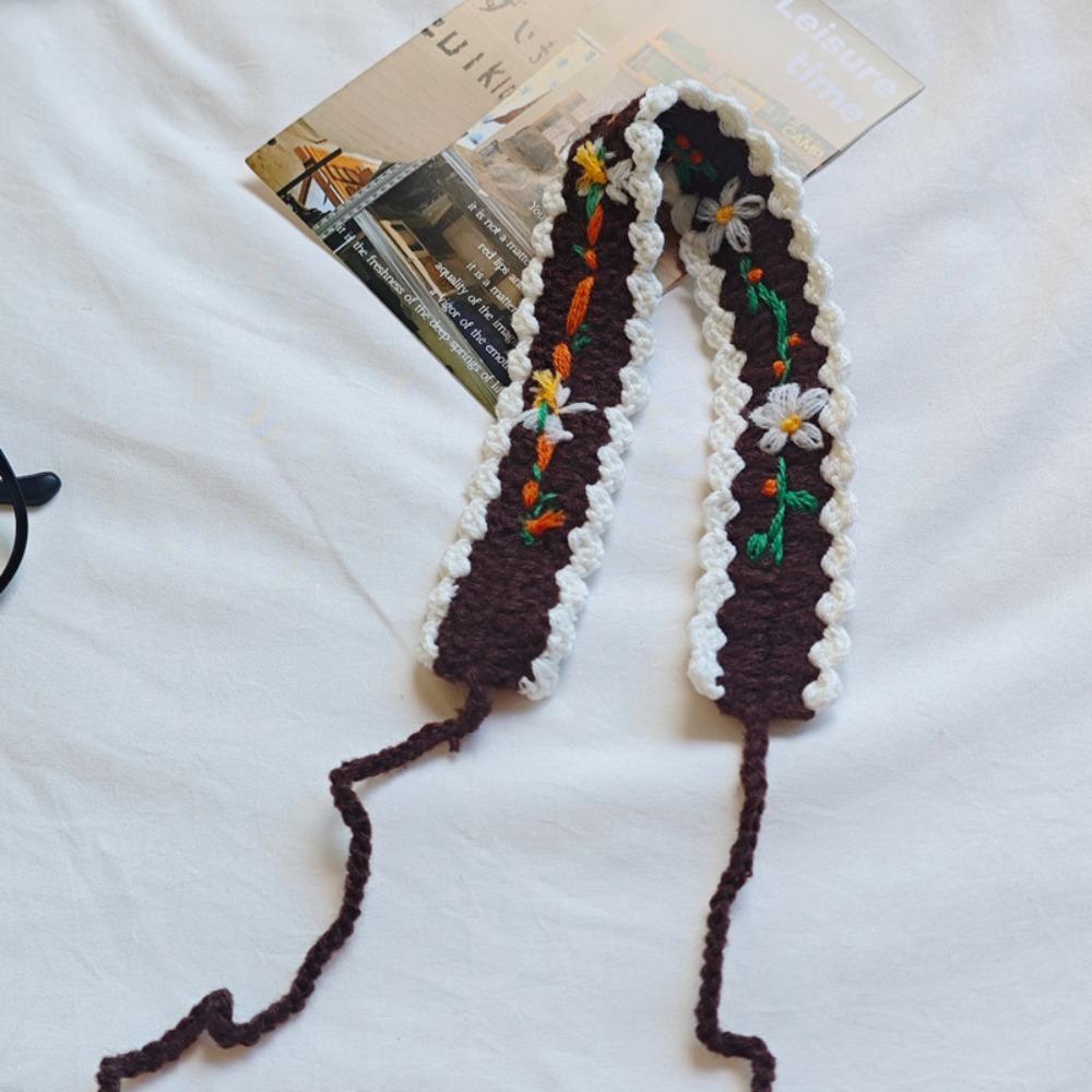 Soft Crochet Hair Band Embroidered Pastoral Style Hair Band  Hair Styling Accessory