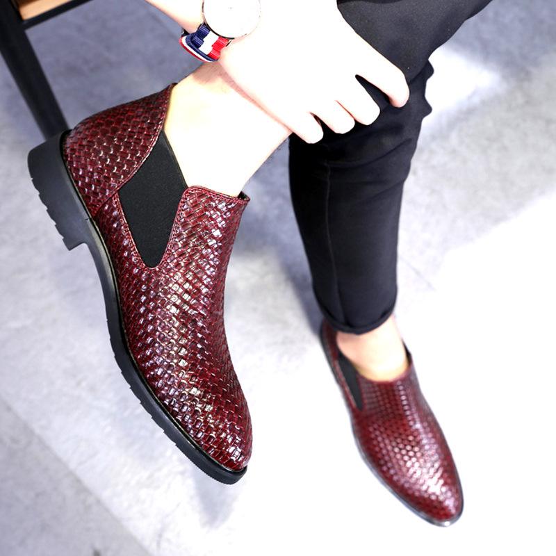 Bocanci Chelsea pentru Bărbați Bocanci de Modă Clasici Pantofi Tricotați Manual pentru Bărbați Stil Înalt Pantofi pentru Bărbați Pantofi Mărimi Mari 38-48