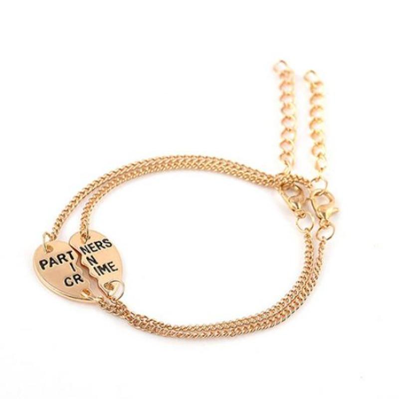 1 Pair Women s Best Friends Split Heart Pendant Bracelet Friendship Gift