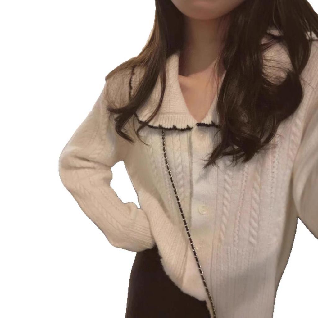 Women's Autumn/Winter Doll Collar Soft Wool Cardigan - Sweet & Loose Academic Style