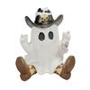 Halloween Cowboy Ghost Statue Cute Ghost Walking Dog Resin Crafts Tabletop Ornaments for Indoor Outdoor Halloween Decoration