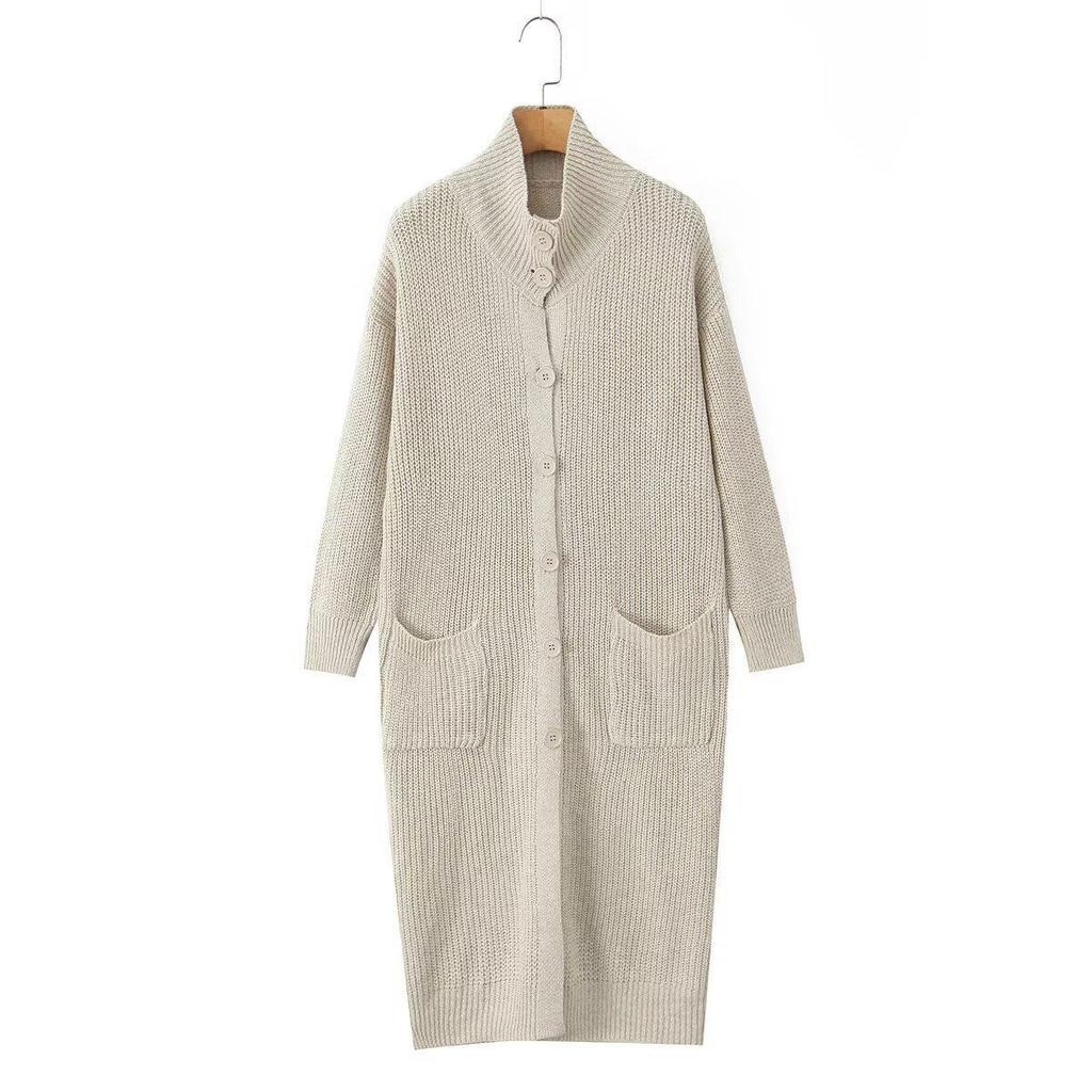 2025 Fall/Winter Women's High-End Knit Cardigan Trench Coat - Mid-Length Button-Up